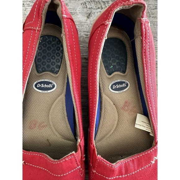 Dr Scholls Advance Comforts Slip On Red Canvas Flats Size 6 - Picture 3 of 8